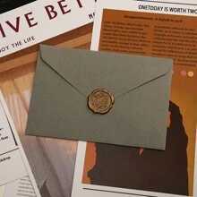5 pièces Enveloppes de style vintage en toile de jute, enveloppes de cachets de cire d'invitation rétro - 1 pièce enveloppe + 1 pièce sceau de cire, retour à l'école