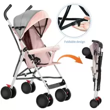 Portable, Foldable And Lightweight Dog Cart, Load Capacity Up To 22 Kg, 45 X 67 X 100 Cm - Hồng - Xem 2