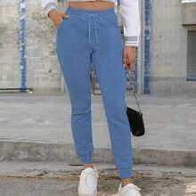 CASUAL SPORTS PANTS FOR DAILY USE WITH ADJUSTABLE DRAWSTRING - Blue - View 2