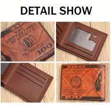 EIGIIS 1 件男士 100 美元钞票皮革双折卡包钱包手提包钱包，耐磨 PU 皮革，休闲商务风格，送给朋友、男朋友、丈夫和父亲的最佳礼物，大容量多卡槽，商务休闲风格，生日礼物，毕业礼物，父亲节礼物 - 彩色 - 查看 5