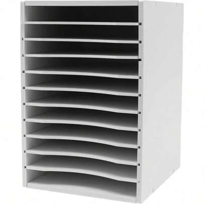 ZhdnBhnos File Sorters, Vertical Literature Organizer, 11 Compartment Paper Organizer Storage, Desktop File Sorter Mail Center Paper Storage,Paper Storage Organizer For Office, Study, Classroom (White)