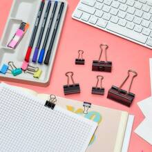 Set Of 48 Paper Clips Clamps Colorful Clips Office School Kit 25mm/32mm/41mm - Black - 51mm (12 Units) - View 7