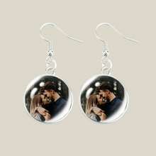 2pcs Customized Photo Earrings, Personalized Photo Earrings, Customized Convex Round Stud Earrings, Customized Jewelry Gift For Girlfriend, Wife, Mom, Mother's Day, Anniversary, Wedding, Birthday, Valentine's Day