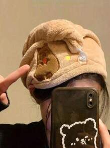 1 件装 Capybara 干发巾，超强吸水速干卡通图案发巾 - 女士柔软涤纶头巾，适合湿发、卷发、长发