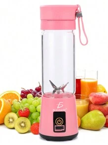 Licuadora portátil de Frutas Taza Mezcladora de Botella de Eléctrica Portátil de 400 Ml USB Procesadora Portátil - Rosa - Ver 2