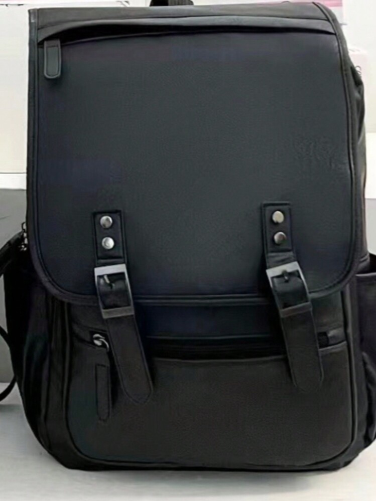 Vintage Waterproof Men's PU Leather Backpack - Negro - Añade 2