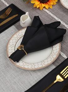 6/10/12/24/50pcs Black Cloth Napkins, Size 14*14/17*17/20*20 Inches, Washable, 100% Polyester Fabric, Hemmed, Suitable For Hotels, Restaurants, Parties, Weddings And Other Occasions. - Black - View 4