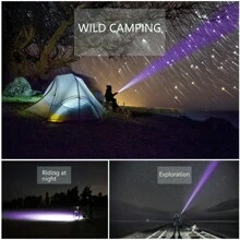 501B Bright LED Flashlight - Purple Light Mode, Black Light UV Light, 350 Yard Range, Rechargeable Lithium Battery, Suitable For Night Hunting, Camping, Fishing, Emergency Lighting - Purple - View 2
