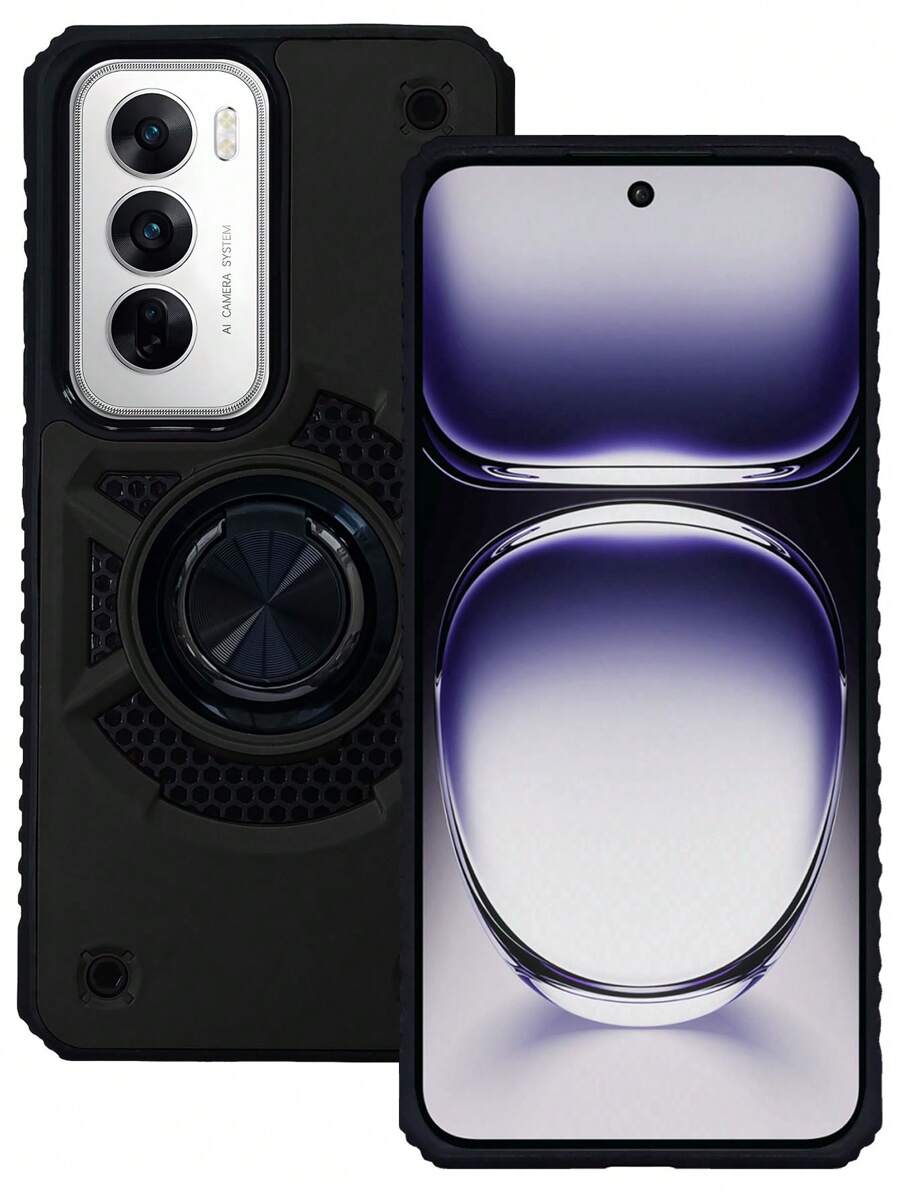 FUNDA CON ANILLO USO RUDO O CON CLIP PARA OPPO RENO 12 5G - Negro - Ver 1