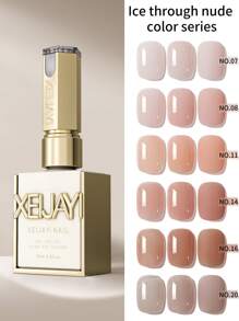 XEIJAYI XEIJAYI 6Pcs 15ML Nail Polish - Jelly Ice Transparent Nude, Peelable UV LED, Formaldehyde-Free, Oval Shape, Glossy Finish, For Nail Salon And DIY