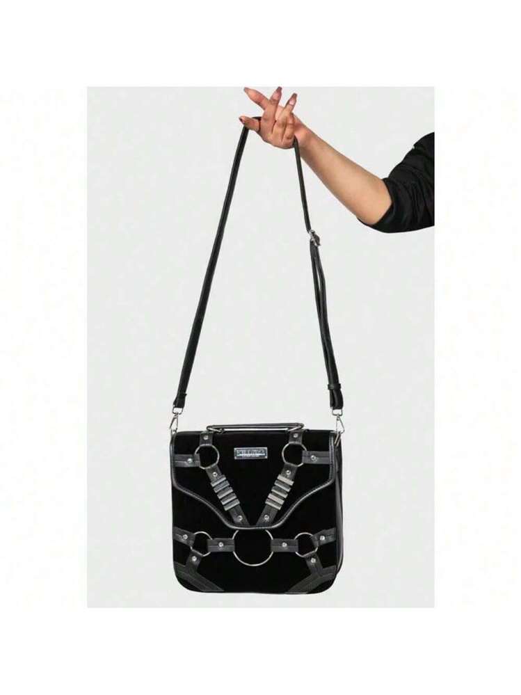 Killstar Witches Of Wicked Messenger Bag Black Velvet O-Ring  display picture 3