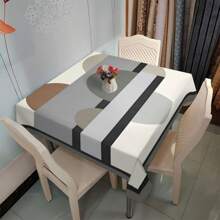 1pc Half Circle Design Simple Style Tablecloth,Elegant, Water-Resistant, And Easy-To-Clean Fabric For Kitchen Dining, Buffet Table, Holiday Dinner, Party, Banquet, Restaurant, Wedding, And Home Decoration - Perfect For Any Occasion - Multicolor - View 5