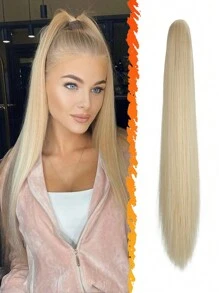 Pferdeschwanz Verlängerungs-Klammer-Clip 24 Zoll lang gerade Pferdeschwanz-Verlängerung, natürlich weich, hitzebeständig, synthetische Pferdeschwanz-Haarverlängerung für Frauen im Alltag