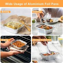 50 件装带透明盖的铝锅、铝箔锅、外带食品容器，铝箔密封性好，保鲜防溢，7.3 英寸 X 5.2 英寸 X 2 英寸 - 彩色 - 查看 10
