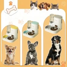 Integrated  Cat Drinking Fountain Food Dispenser Set With Stainless Steel Bowl, Detachable And Washable, 2-In-1 Pet Feeding Station For Indoor Cats, Tianhe Integrated  Pet Drinking Fountain Feeder Set With Stainless Steel Bowl, Detachable Cleaning, 2-In-1 Pet Feeding Station, Suitable For Anywhere
