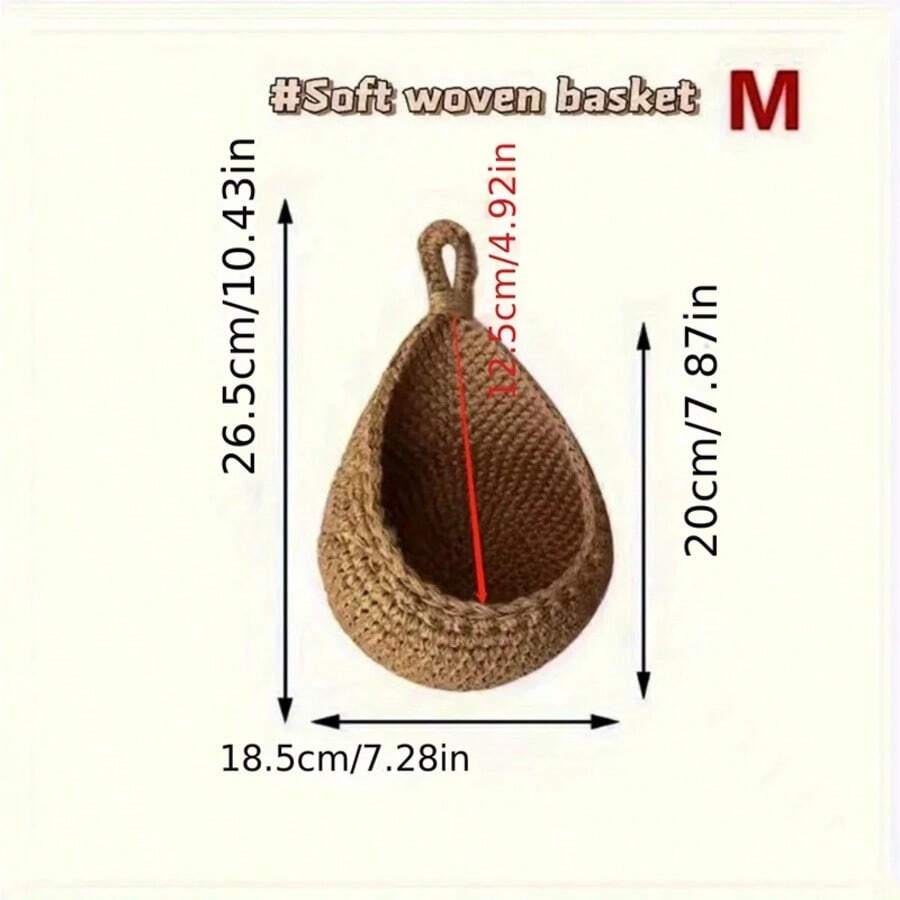 1PC Hand-Woven Basket Wall Kitchen Hanging Net Pocket Cotton Rope Water Drop Fruit Vegetable Storage Basket Home Organizer Tools - M - View 1