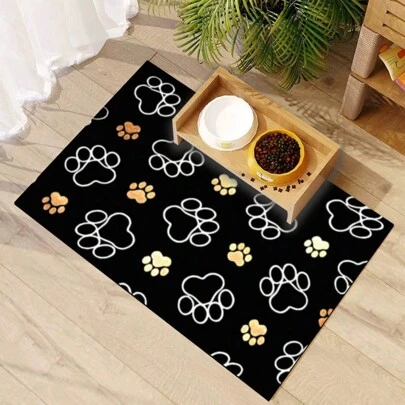 1 件速干爪印宠物喂食垫，易于清洁的宠物碗垫，适合所有季节的狗和猫，宠物笼垫