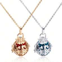 1pcs Exquisite Flower Hollow Aromatherapy Openable Multi-Color Bell Round Openwork Ball Pendant Pet Bell Necklace - 空籠金帶鍊 - 查看 2