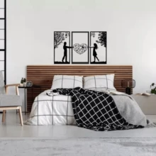 Decorative Lovers' Panel Trio Couple In Love MDF Black - Black - View 2