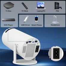 XBJ Proyector Inteligente 4K HD, Sistema Android 11, Proyector Doméstico Enchufe Europeo, 390ANS1 HY320, Conexión Wifi Inalámbrica a Teléfono Móvil y Computadora, Proyector Portátil Calidad Cine 1920*1080P, Resto Oficina Comercial