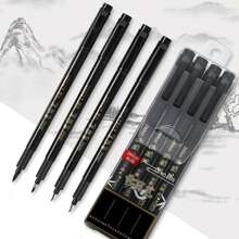 4pcs Calligraphy Pen Set, Suitable For Handwriting Fonts - Fine Tip And Brush Tip, Refillable Black Ink, Ergonomic Oval Pen Body, Lightweight Plastic Material, Great For Writing, Art And Drawing,Back To School,School Supplies
