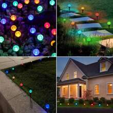 1 Set Lámpara solar para exteriores de 20 LEDS de colores, lámpara esférica LED de burbuja para césped, adecuada para jardín, pasaje, decoración de ambiente nocturno en el césped