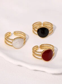 1pc Retro High-End Minimalist Geometric Gold-Plated Stainless Steel Open Ring, Suitable For Women, Versatile For Daily Wear And Gatherings