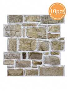 1pc/10pcs 3D Faux Stone Peel And Stick Wall Panels, 3D Wall Stickers For Living Room, Wall Tiles Self Adhesive Backsplash For Kitchen, Bathroom, Farmhouse Decor