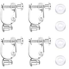 KMEOSCH 4/8 Pieces Clip-On Earrings Converter Components With Post For Non-Pierced Ears With Comfort Earring Pads DIY Earring Findings