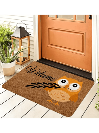 Owl-Themed Welcome Mat For Home - Quick Dry, Non-Slip, Easy Clean, Durable Rubber, Machine Washable - Perfect For Indoor/Outdoor Use, Kitchen, Porch, Patio, And RV Floors
