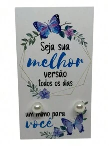 100 Lembrancinhas Tags + Brincos Seja Sua Melhor Versão Mimo Borboleta Azul