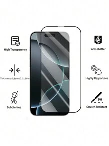 3pcs 16e / 16 Pro / 16 Pro Max / 16 Plus Full Screen Anti-Scratch / Anti-Drop Tempered Glass Screen Protector Compatible With Iphone