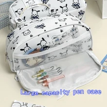 Sanrio Sanrio Hello Kitty & Pochacco Kawaii Cosmetic Bag,Large Capacity Pencil Case And 12pcs Pen Set, School Supplies Lovely Gift For Valentine's Day And Red Bow,Back To School Stationery Box, Interior Hello Kitty Print Pattern, Cartoon Cute Makeup Bag