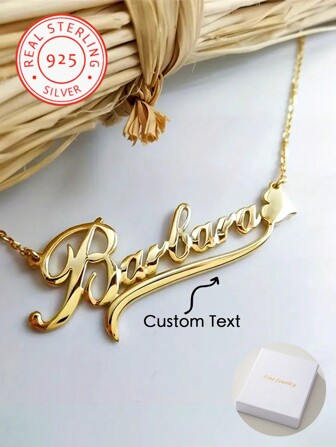 Ett 925 silver anpassat 18K romantiskt och elegant hjärtformat namnhängshalsband, trendigt och klassiskt, kan anpassas med engelska namn för vänner, partners och familj, livlig stil, kvalitet och mångsidiga smycketillbehör, en överraskningspresent till familjen, vänner och partner under jul, tacksägelse, födelsedag i skolan och alla hjärtans dag Säsong,Guld,Snygg,Färgglad,Vintage,Hipster,Enkelt,Y2k,2000-talsmode,Anpassat,Personlig,Unika,Ideala presenter till honom,Ideala presenter till henne,henne,pojkvän,flickvän,pappa,mamma,familj,vänner,till födelsedagar,till födelsedagar,till födelsedagar Fest, guldsmycken