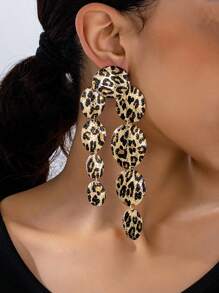 1 par de pendientes grandes y exagerados con estilo de parche agrietado, moda de estilo callejero para mujeres