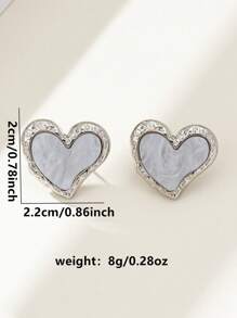 1 对精致奢华波西米亚风可爱优雅小众风格耳环，锌合金材质，适合女性 - 百搭高端心形女士耳环，适合日常佩戴和节日/情人节场合、妈妈、母亲、母亲节、礼物 - 愛心款 - 查看 11