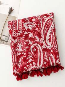 佩斯利花纹优雅丝巾，时尚女士沙滩配饰真丝围巾，色彩鲜艳的印花长款围巾，波西米亚风度假防晒沙滩披肩，女士围巾 - 彩色 - 查看 3