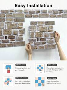 1pc/10pcs 3D Faux Stone Peel And Stick Wall Panels, 3D Wall Stickers For Living Room, Wall Tiles Self Adhesive Backsplash For Kitchen, Bathroom, Farmhouse Decor