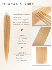 Micro Loop Hair Extensions Real Human Hair Nature Color 12-22inch Straight Invisible Premium Human Hair 50pcs Micro Loop Hair Extensions - S18/613 - 查看 4