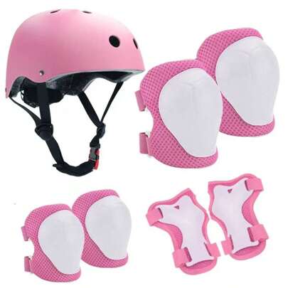 Juego De Casco De Bicicleta para Niños Rodilleras Coderas y Muñequeras Protecciones