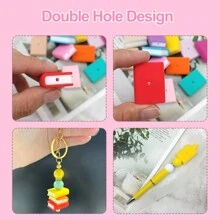 16pcs/Set Book-Shaped Silicone Beads, Silicone Focus Beads, Stacked Book-Shaped Rectangular Cartoon Silicone Beads, Silicone Bead Accessories, Pen Holder Silicone Asymmetric Beads, Silicone Letter Beads, Loose Rubber Silicone Beads, Key Chain, Necklace, Bracelet, Lanyard Making, 16 Colors