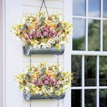 Conjunto de 5 flores artificiais de margarida silvestre, buquê de flores silvestres artificiais resistentes a raios UV, plantas verdes artificiais a granel para vaso, decoração de casa para a primavera, decoração de jardim, planta de exterior, jardinagem, flores artificiais, decoração de outono, outono