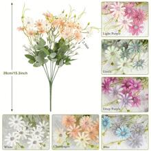 Conjunto de 5 flores artificiais de margarida silvestre, buquê de flores silvestres artificiais resistentes a raios UV, plantas verdes artificiais a granel para vaso, decoração de casa para a primavera, decoração de jardim, planta de exterior, jardinagem, flores artificiais, decoração de outono, outono