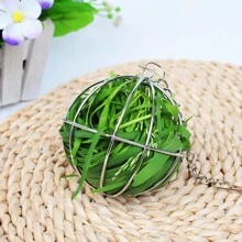 Comedero De Heno De Acero Inoxidable Para Cobayas Y Conejos,Dispensador de alimento colgante de acero inoxidable con bolas de heno para conejos, hámsteres, cobayas, ratas y chinchillas - Plateado - Ver 7