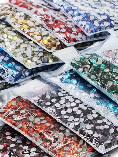 SS12 3,0-3,2 mm wielokolorowe kryształowe płaskie kryształki z klejem, 1440 szt. okrągłych płaskich kryształków do dekoracji odzieży