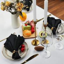 6/10/12条装黑色布餐巾，吸水性强，可水洗，100%涤纶面料，包边设计，适用于酒店和餐厅用餐