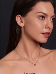 1 pieza Collar de plata esterlina 925 con circonita cúbica de grado 5A y esmalte rojo, cadena de 40 cm con extensión ajustable de 6 cm, collar elegante y de moda apropiado para fiestas y citas de mujeres