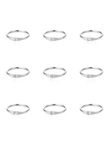 1pc Western Minimalist Stainless Steel 26 Letters Ring Suitable For Men And Women, Daily Wear