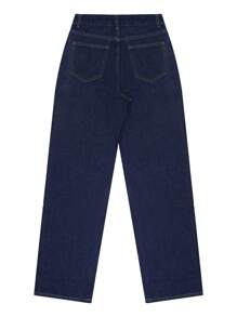 NVFelix Women's Loose Straight Leg Jeans, Vintage Distressed Elegant Casual Y2K Streetwear Style, Dark Blue, New Summer Collection For Valentine's Day - Dark Wash - View 8