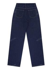 NVFelix Nouveaux jeans droits délavés polyvalents et décontractés pour femmes avec design de poches. Vêtements simples et multifonctionnels pour la rentrée scolaire